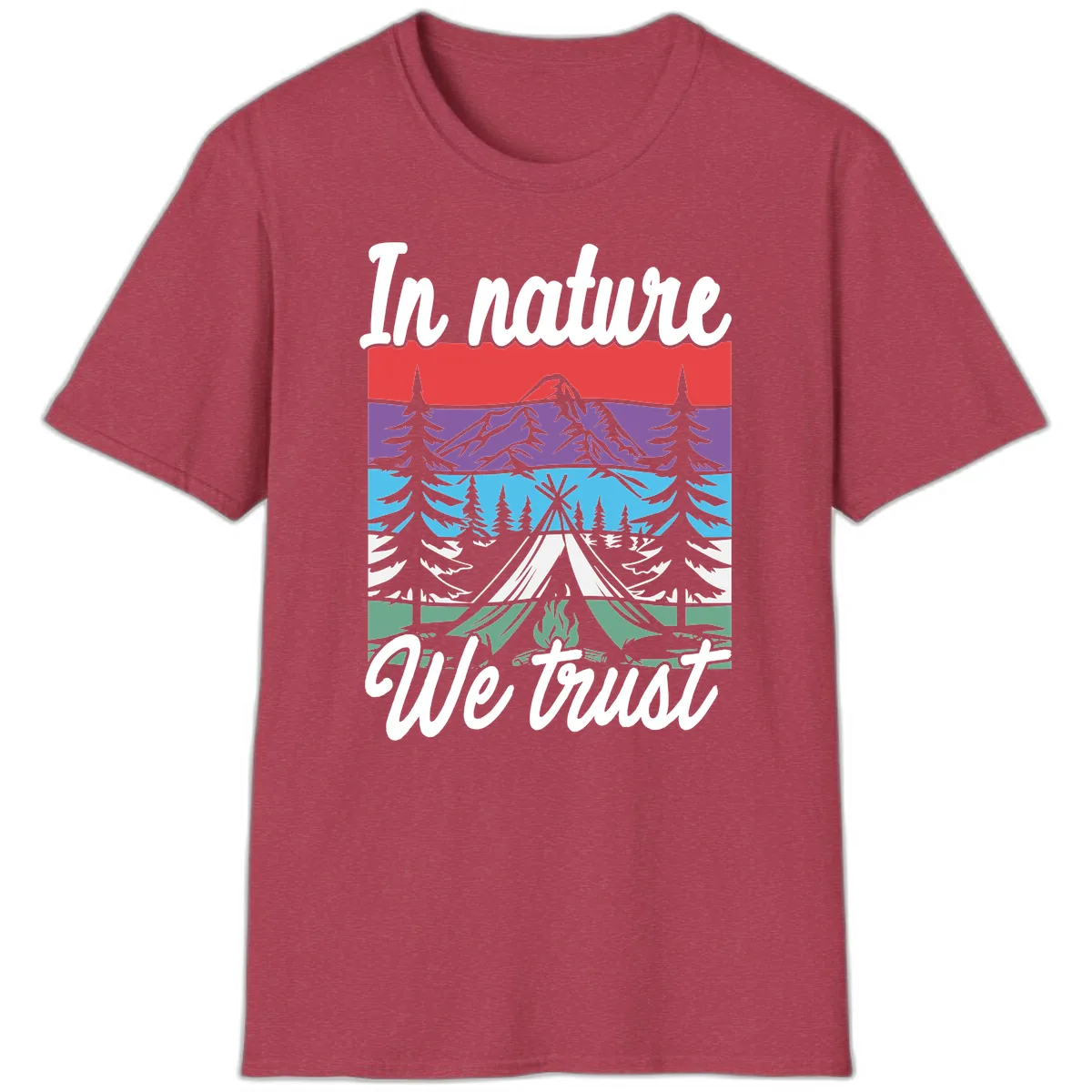 In Nature We Trust T-Shirt in Heather Cardinal