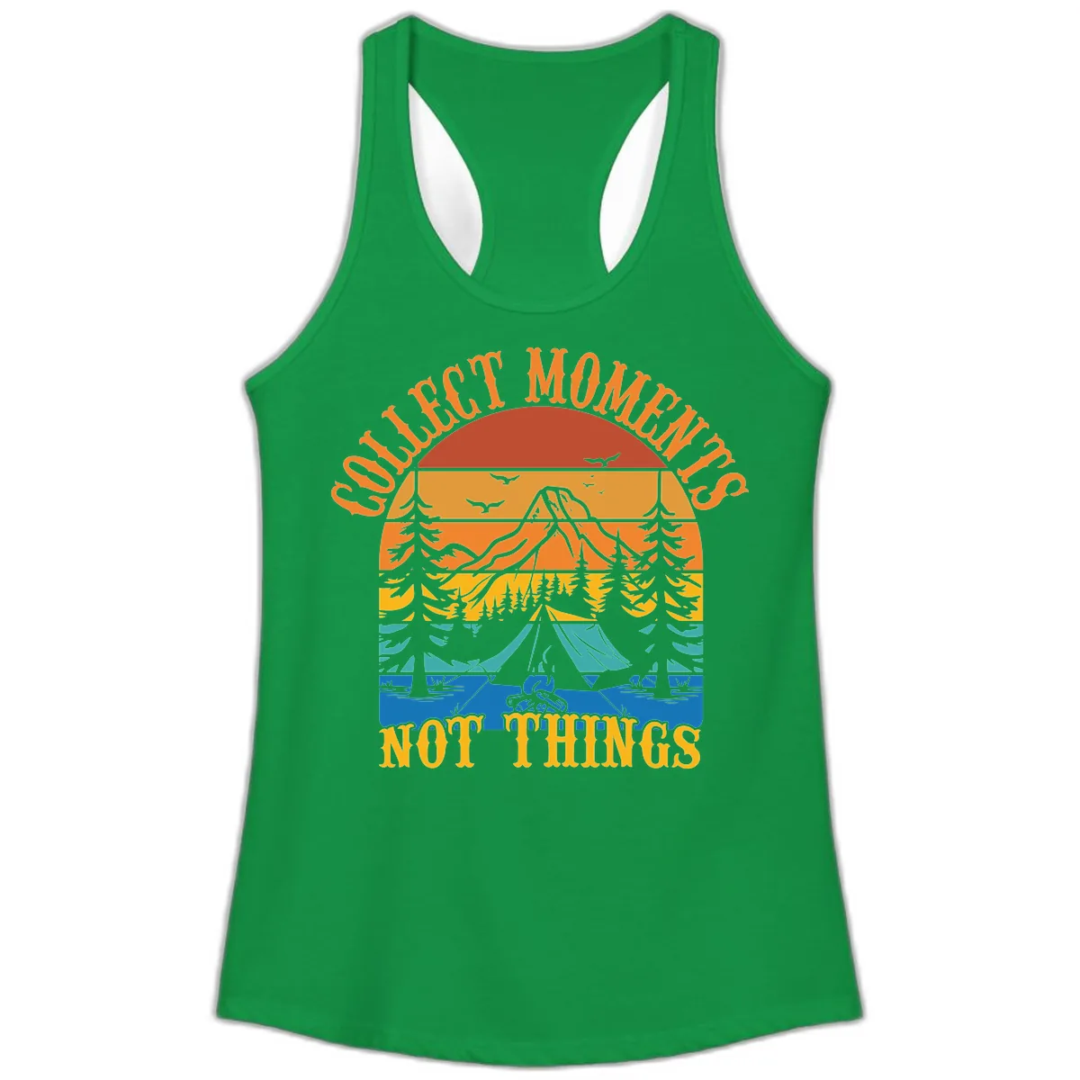 Quiet Mornings Not Things Ladies Tank in Solid Kelly Green