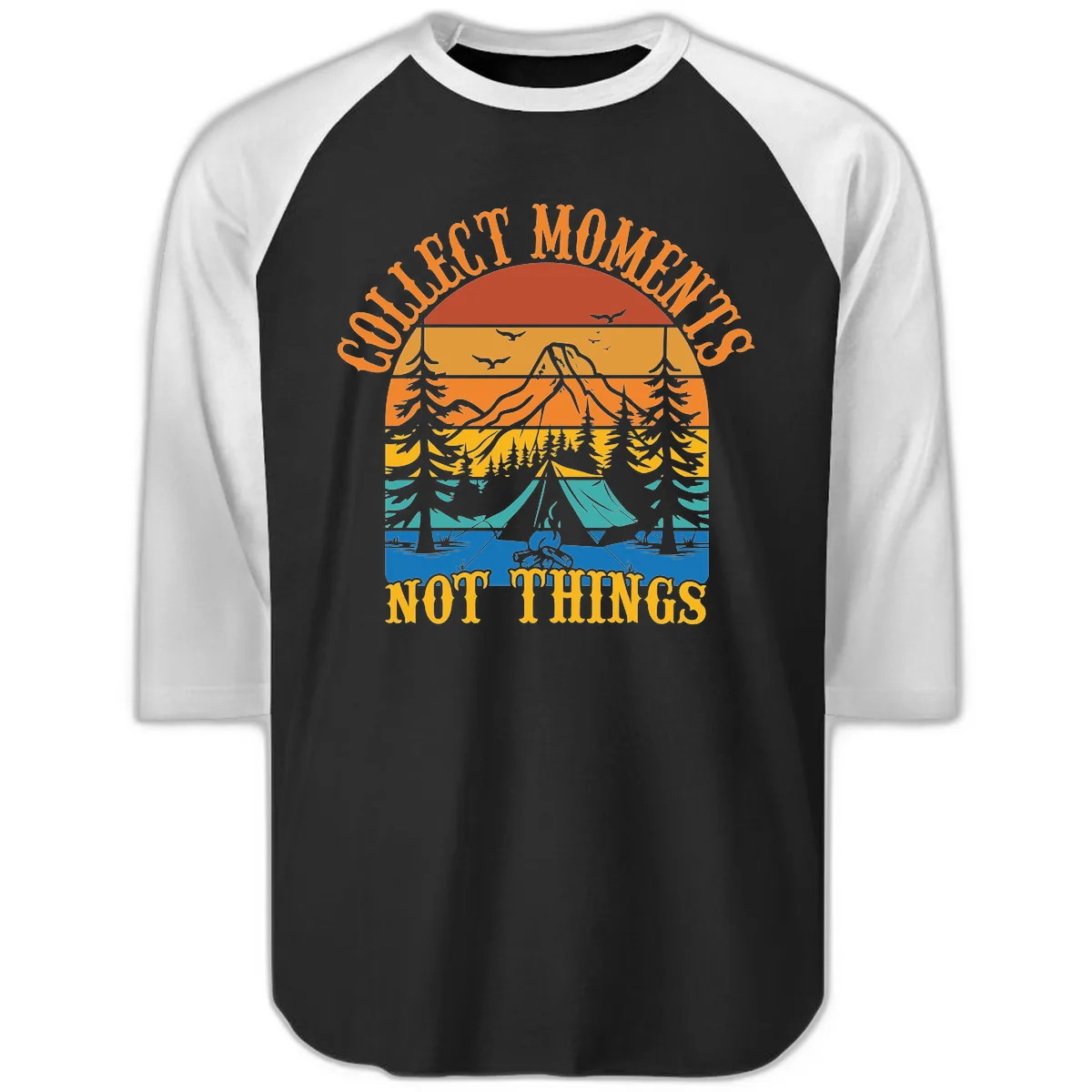 Quiet Mornings Not Things Raglan 3/4 in Black White