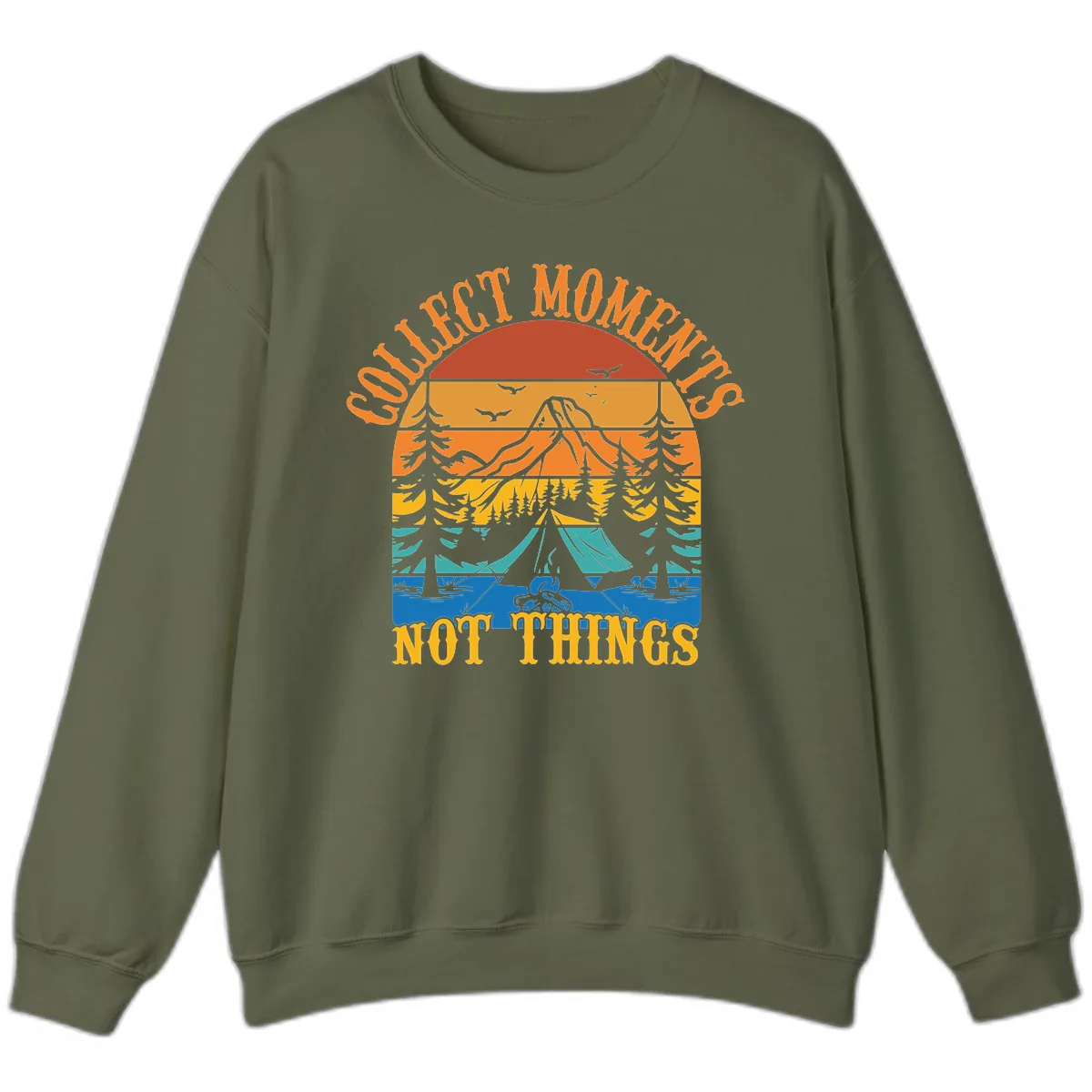 Quiet Mornings Not Things Sweatshirt in Military Green
