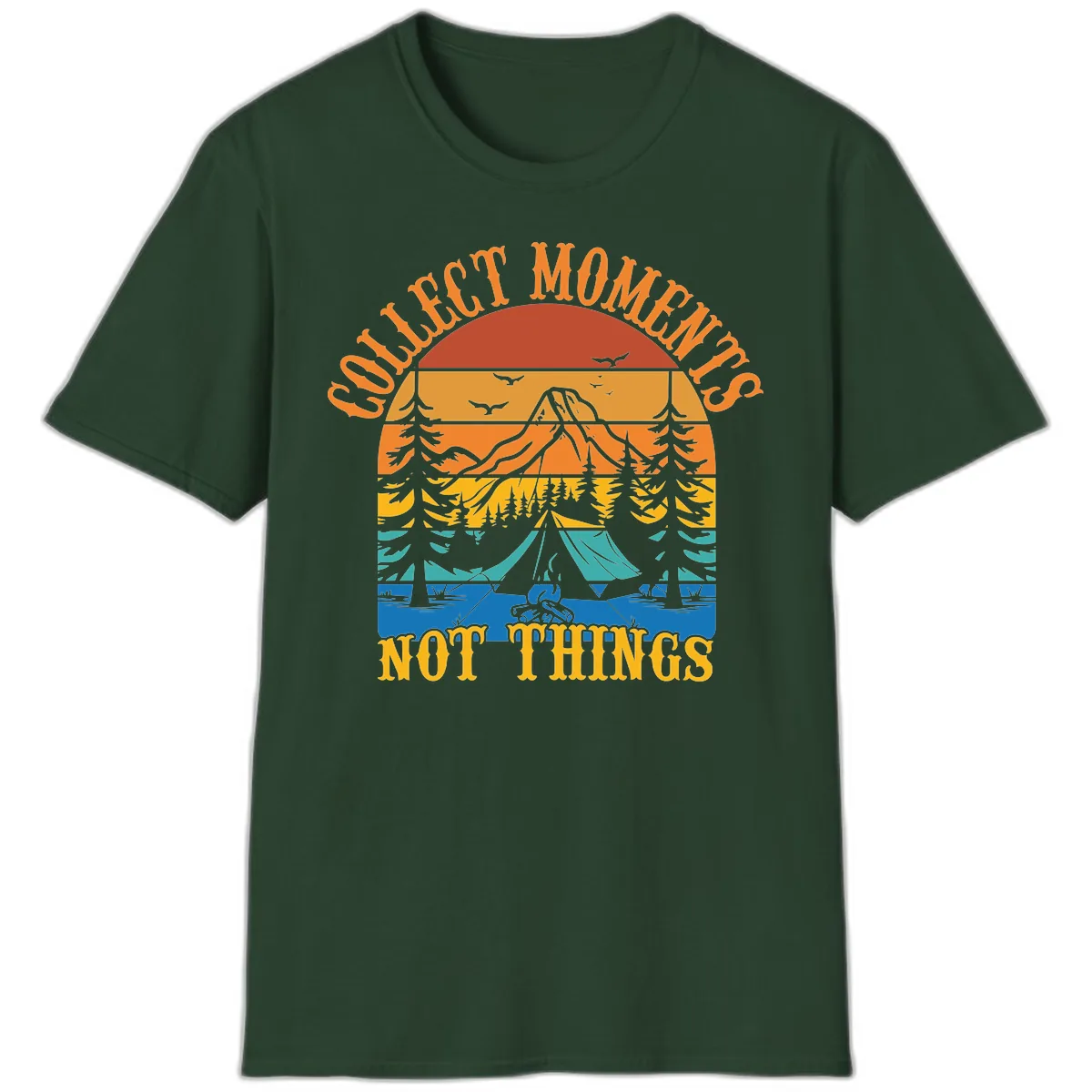Quiet Mornings Not Things T-Shirt in Forest Green