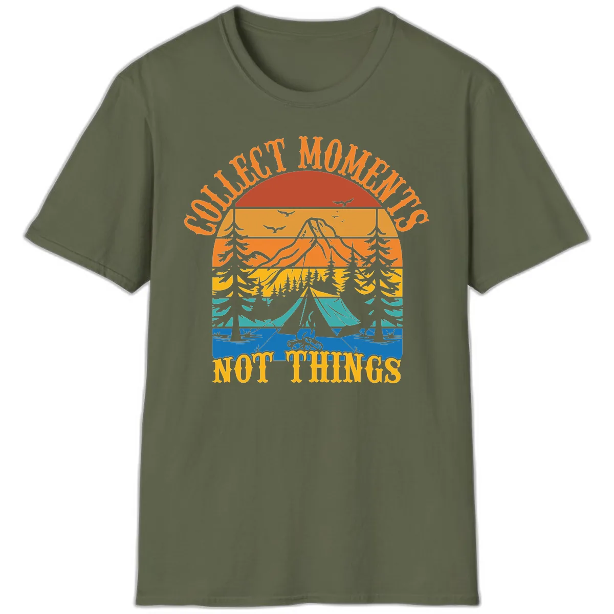 Quiet Mornings Not Things T-Shirt in Military Green