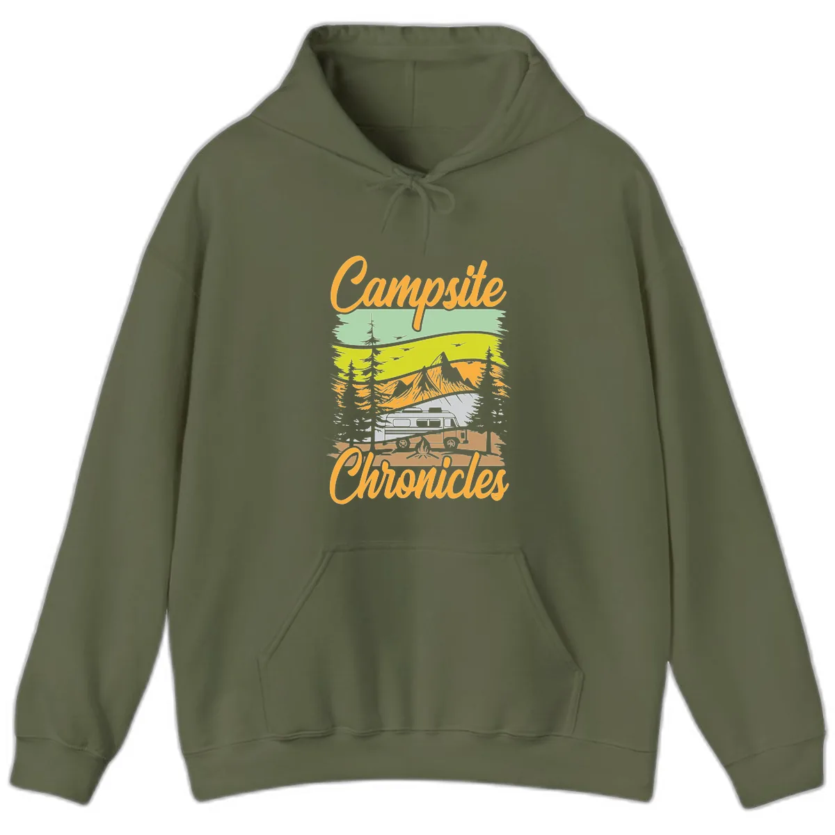 Campsite Chronicles Mountain Vista Hoodie in Military Green