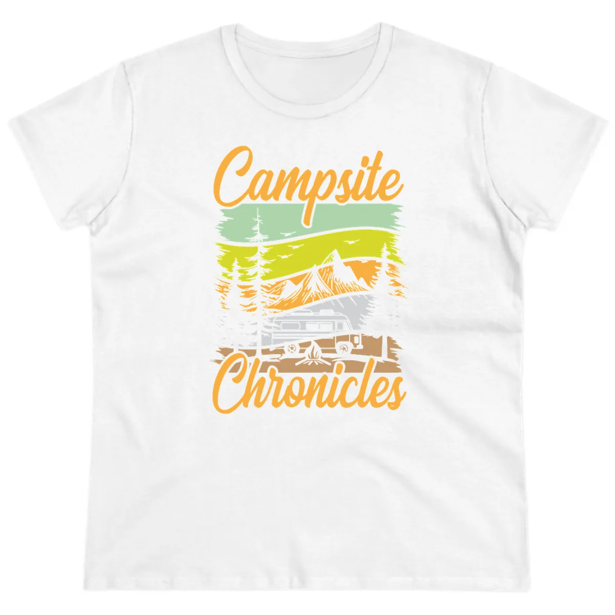Campsite Chronicles Mountain Vista Ladies Tee in White