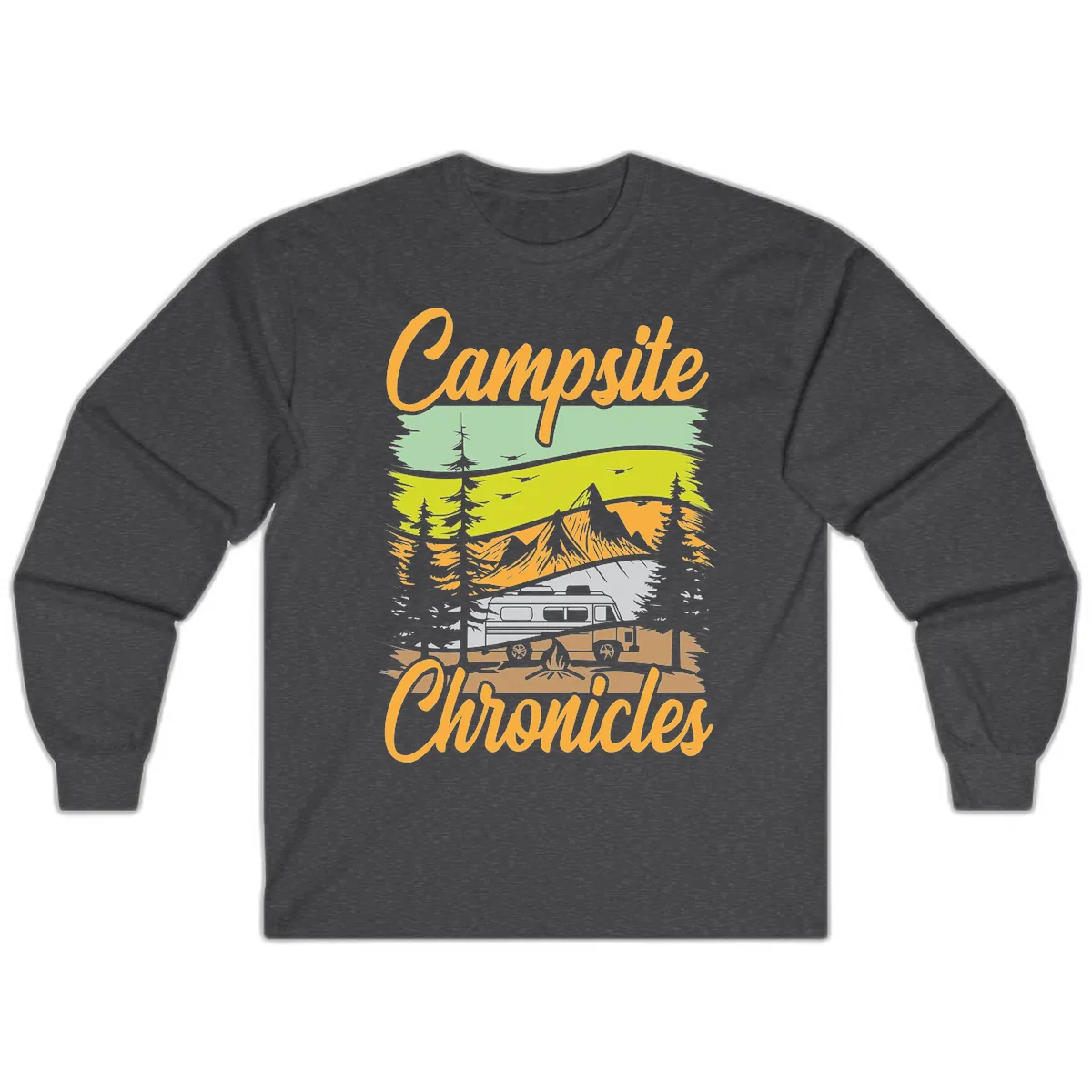 Campsite Chronicles Mountain Vista Long Sleeve in Dark Heather