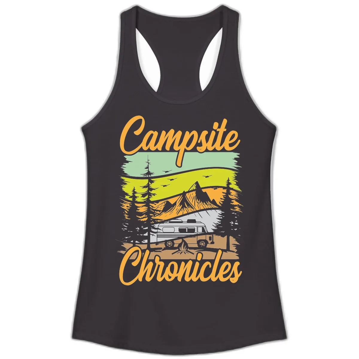 Campsite Chronicles Mountain Vista Ladies Tank in Black