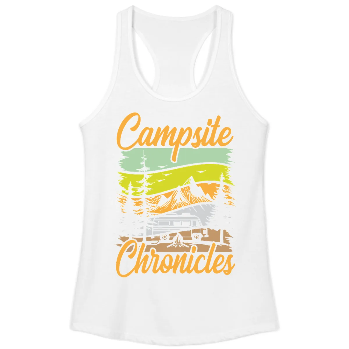 Campsite Chronicles Mountain Vista Ladies Tank in White