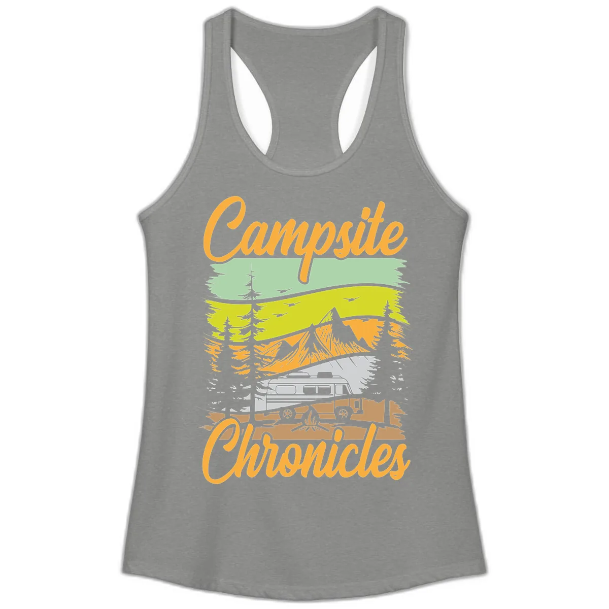 Campsite Chronicles Mountain Vista Ladies Tank in Heather Grey