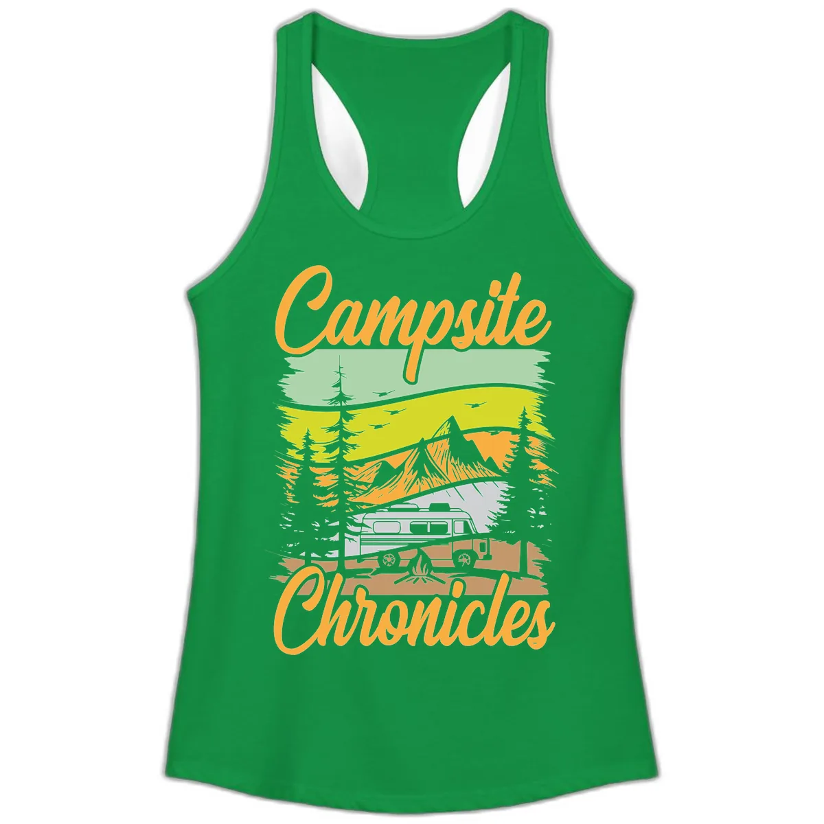 Campsite Chronicles Mountain Vista Ladies Tank in Solid Kelly Green