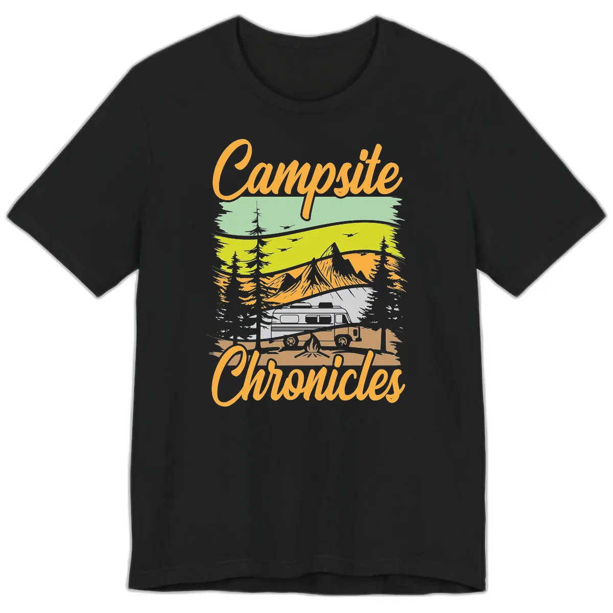 Campsite Chronicles Mountain Vista Premium T-Shirt in Black