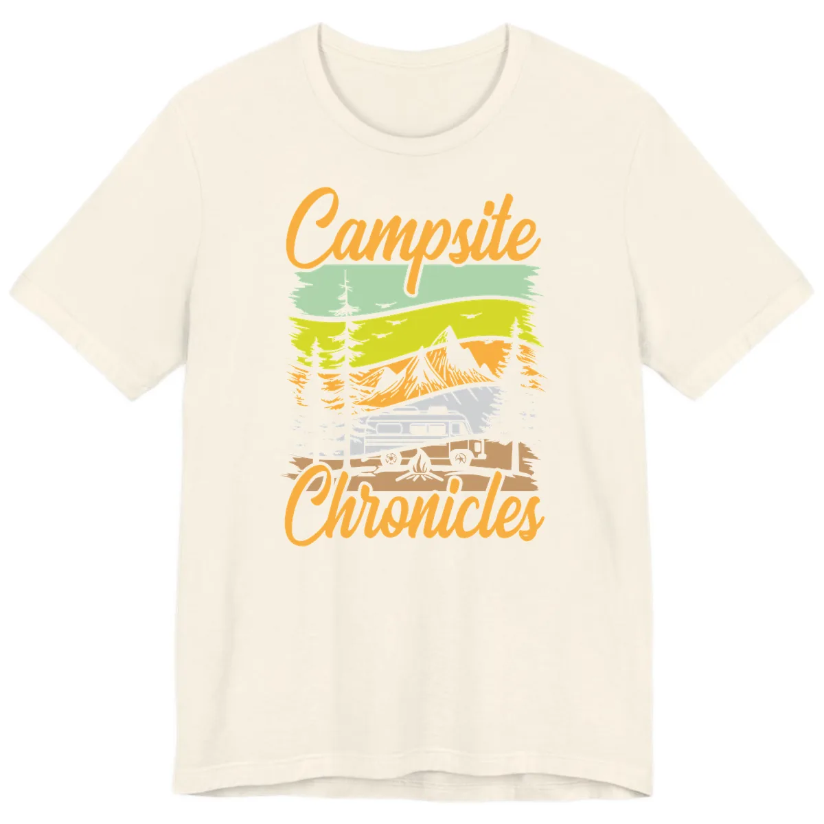 Campsite Chronicles Mountain Vista Premium T-Shirt in Natural