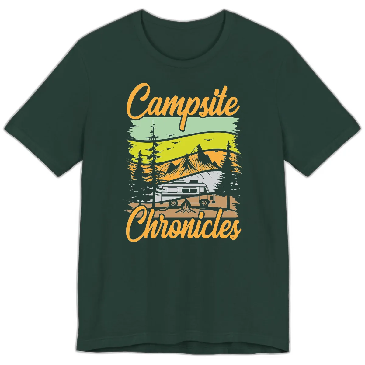Campsite Chronicles Mountain Vista Premium T-Shirt in Forest