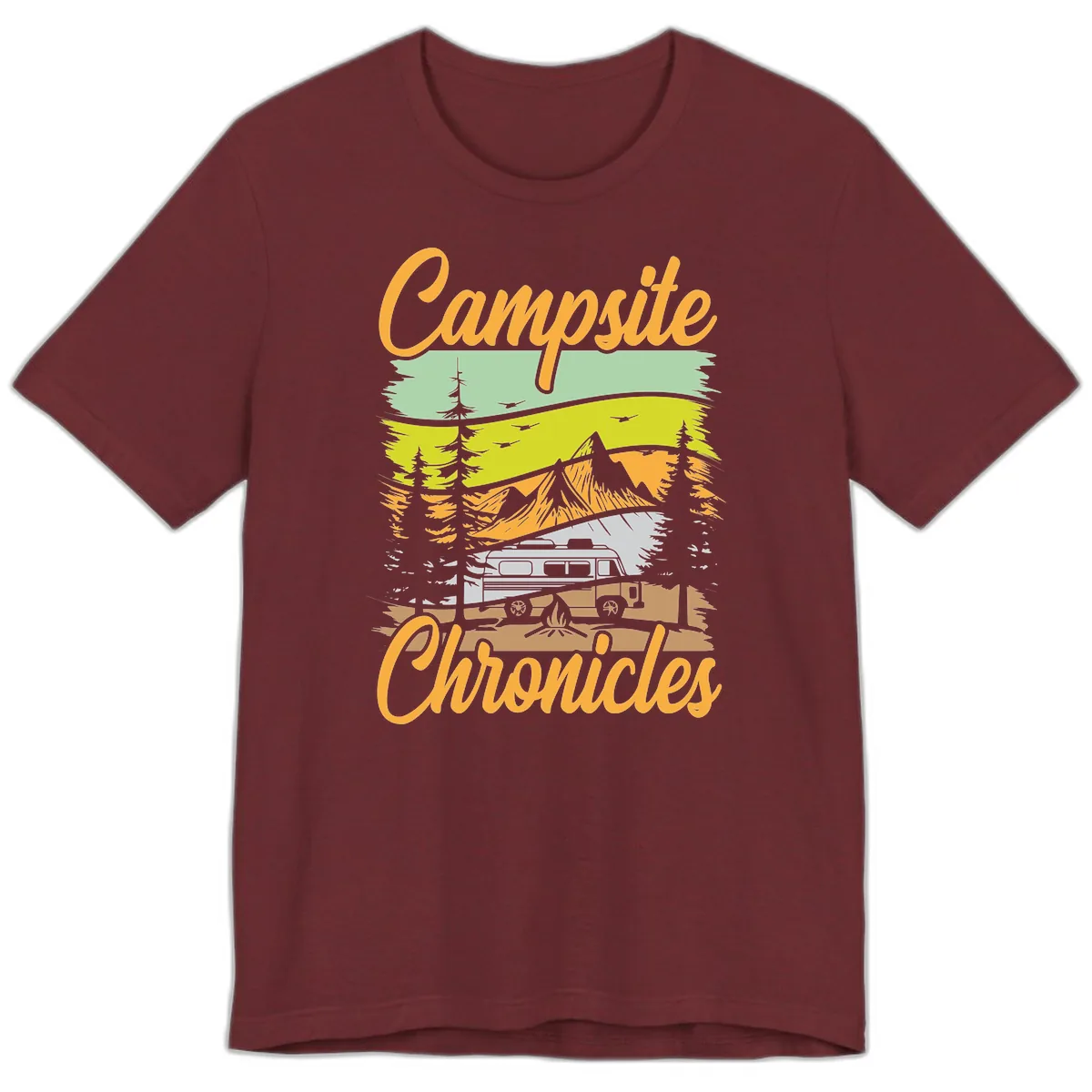 Campsite Chronicles Mountain Vista Premium T-Shirt in Heather Cardinal