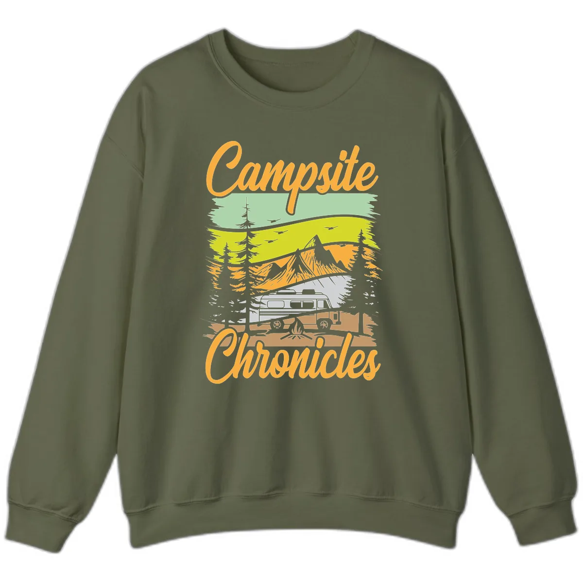 Campsite Chronicles Mountain Vista Sweatshirt in Military Green