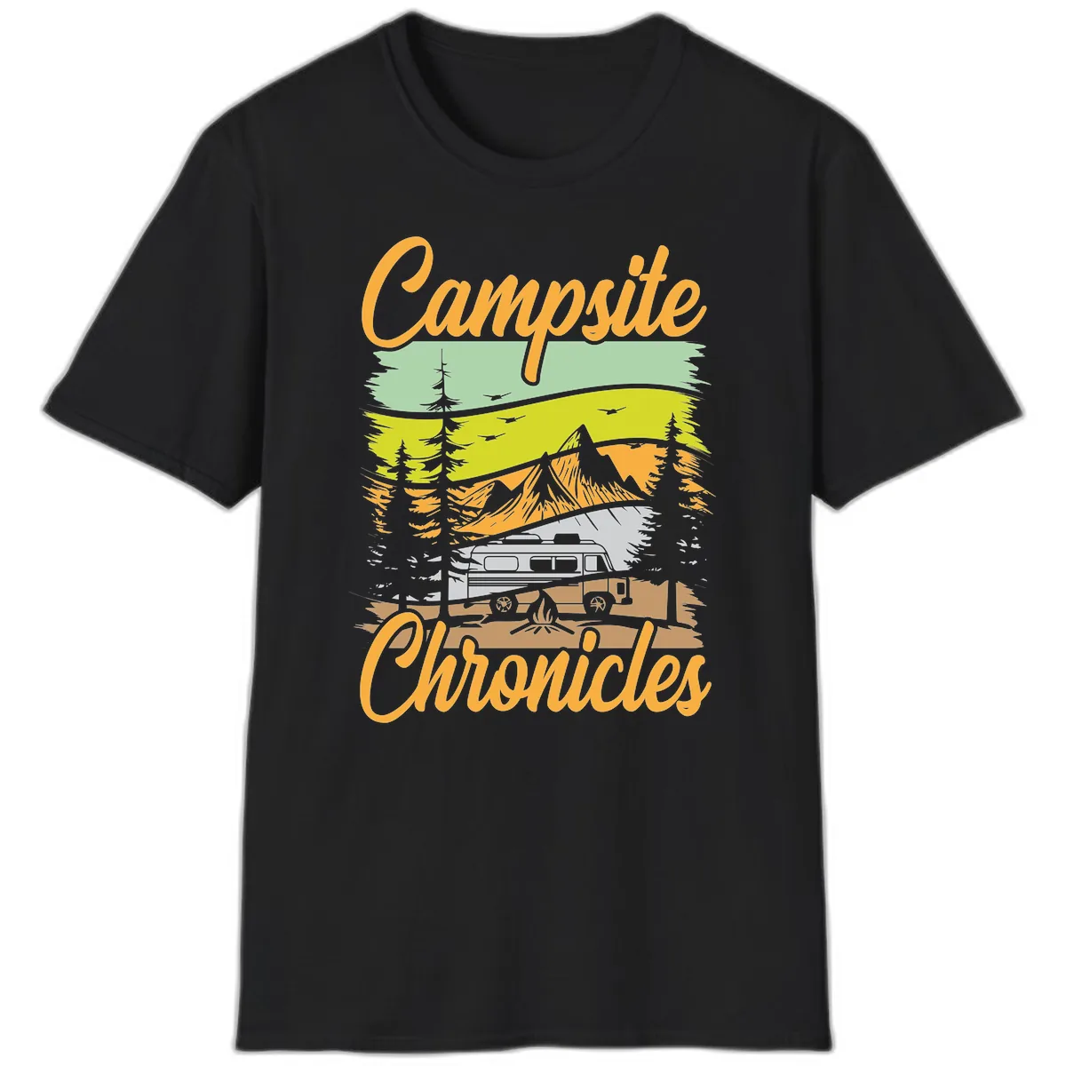Campsite Chronicles Mountain Vista T-Shirt in Black