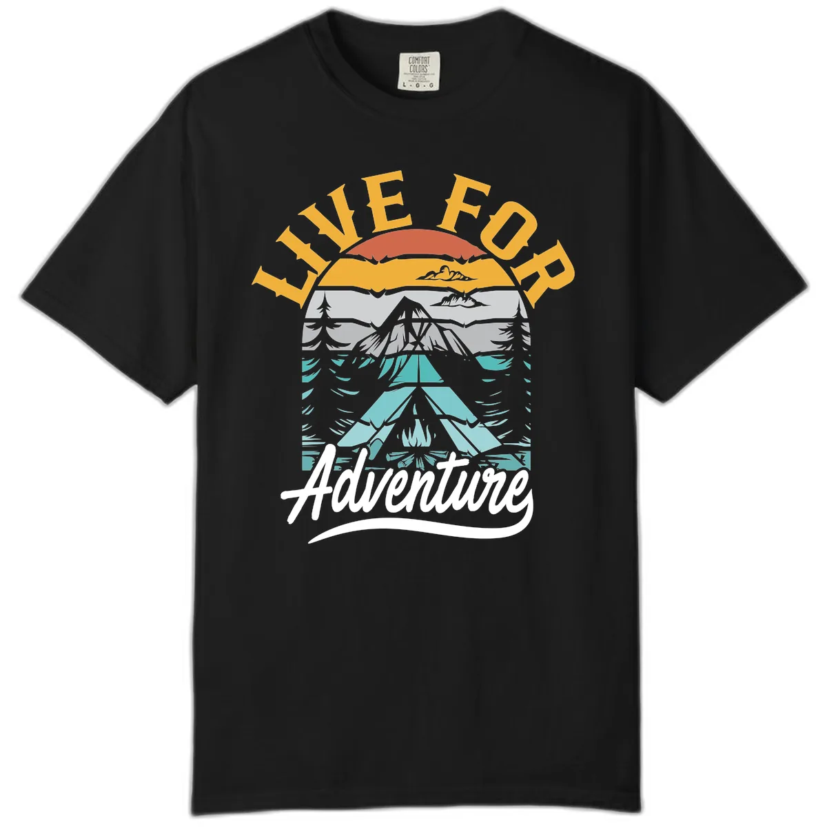 Live For Adventure Mountain Landscape Comfort Color in Black