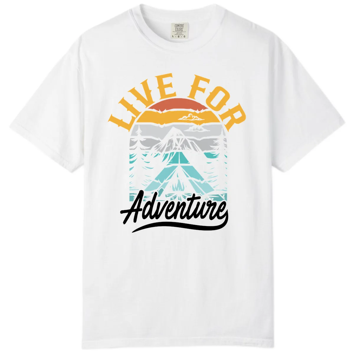 Live For Adventure Mountain Landscape Comfort Color in White
