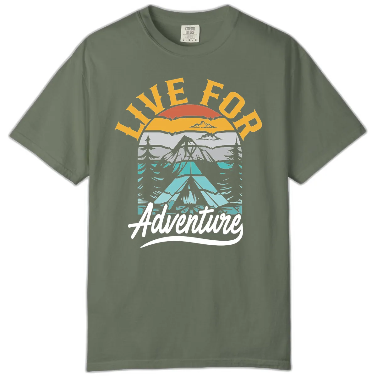 Live For Adventure Mountain Landscape Comfort Color in Moss