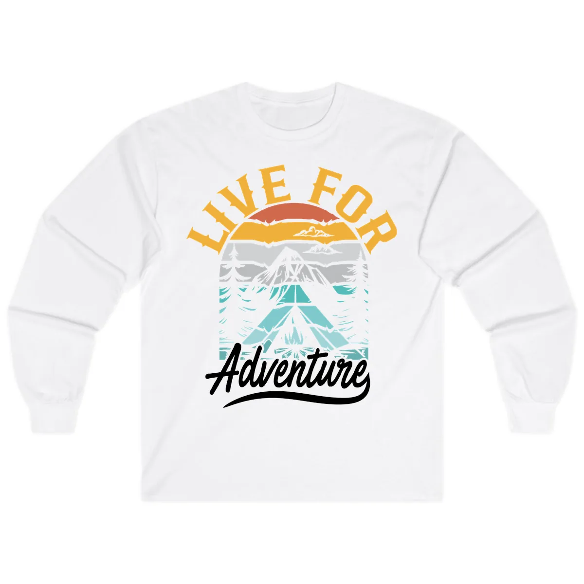 Live For Adventure Mountain Landscape Long Sleeve in White