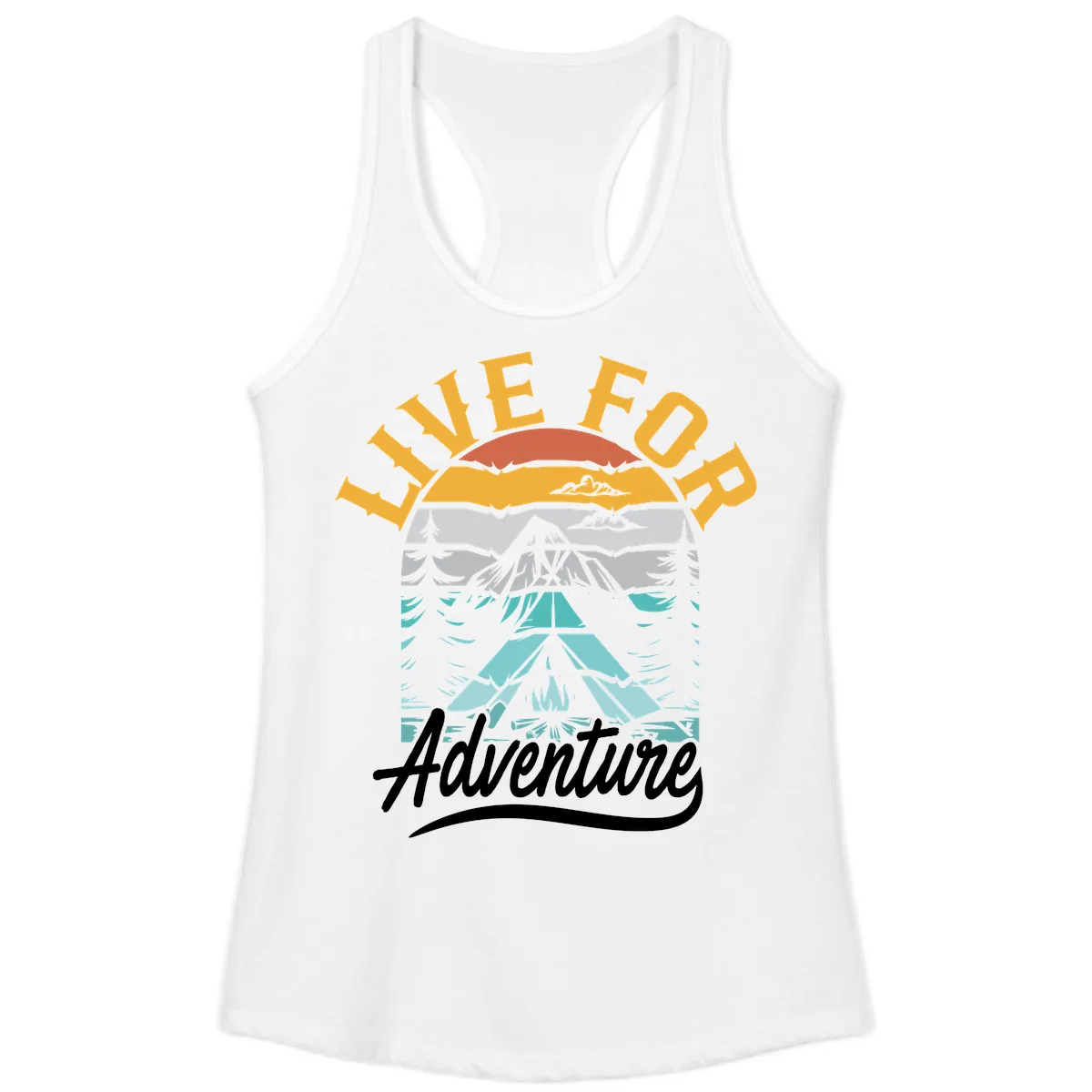 Live For Adventure Mountain Landscape Ladies Tank in White