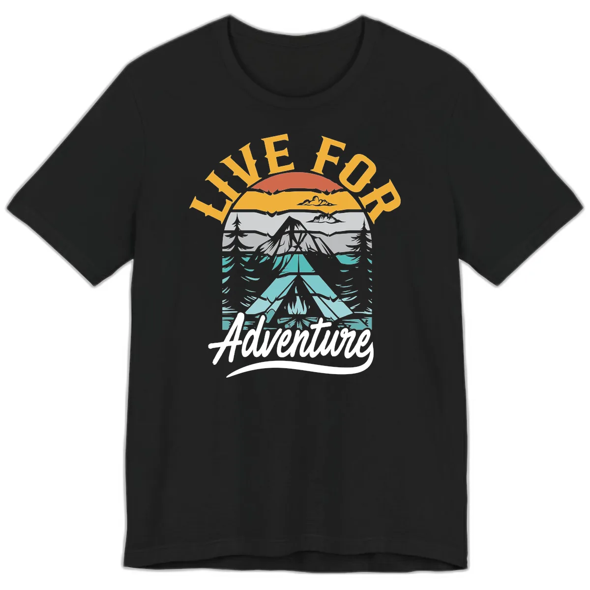 Live For Adventure Mountain Landscape Premium T-Shirt in Black