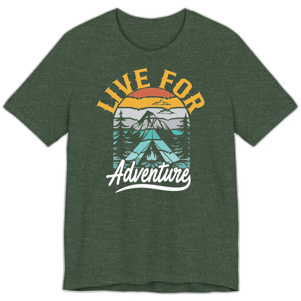 Live For Adventure Mountain Landscape Premium T-Shirt in Heather Forest