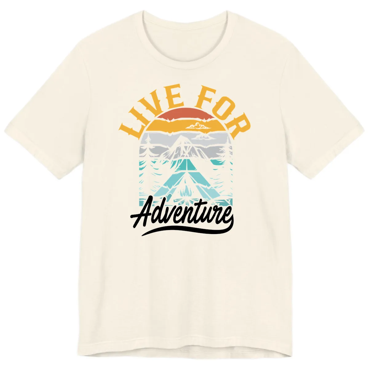 Live For Adventure Mountain Landscape Premium T-Shirt in Natural