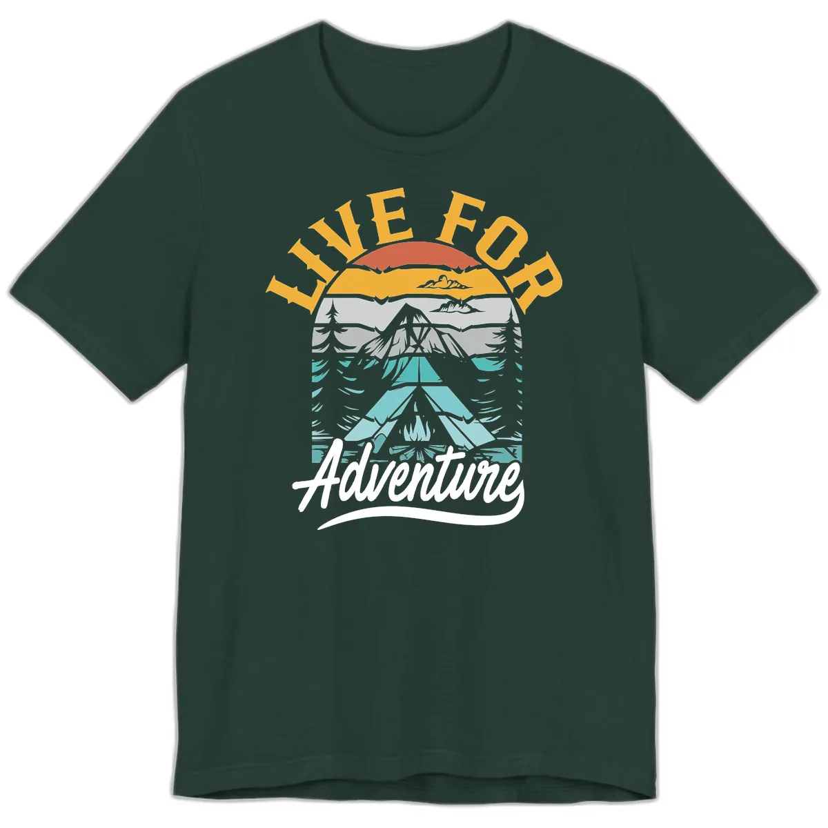Live For Adventure Mountain Landscape Premium T-Shirt in Forest