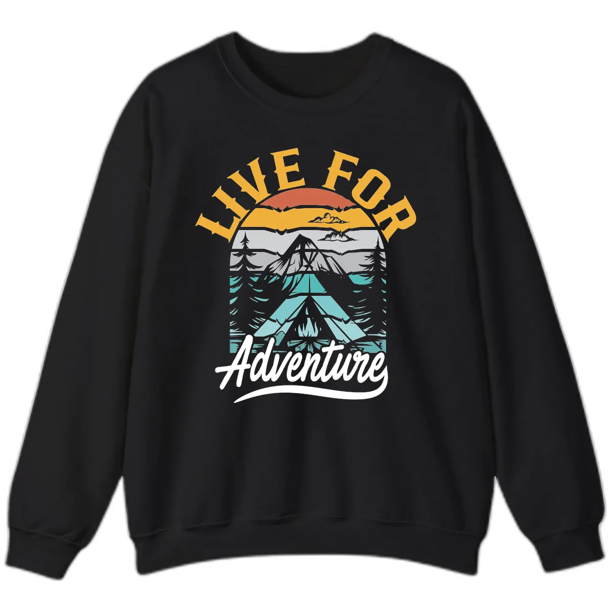 Live For Adventure Mountain Landscape Sweatshirt in Black