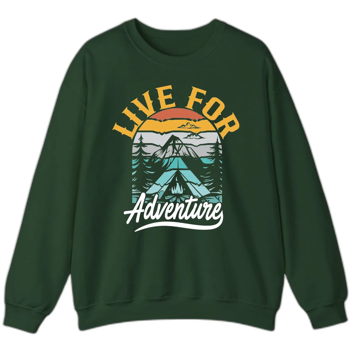 Live For Adventure Mountain Landscape Sweatshirt in Forest Green