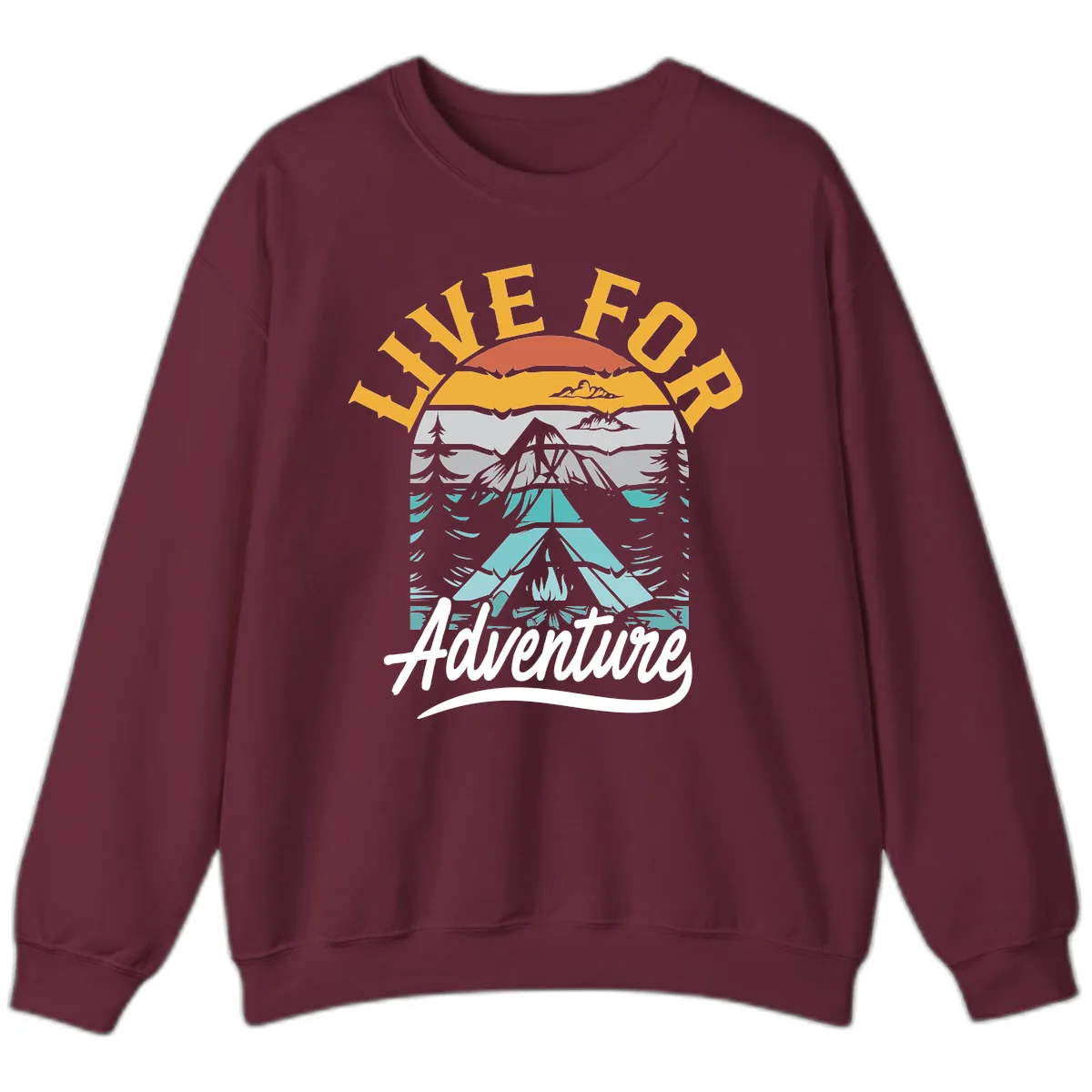 Live For Adventure Mountain Landscape Sweatshirt in Maroon