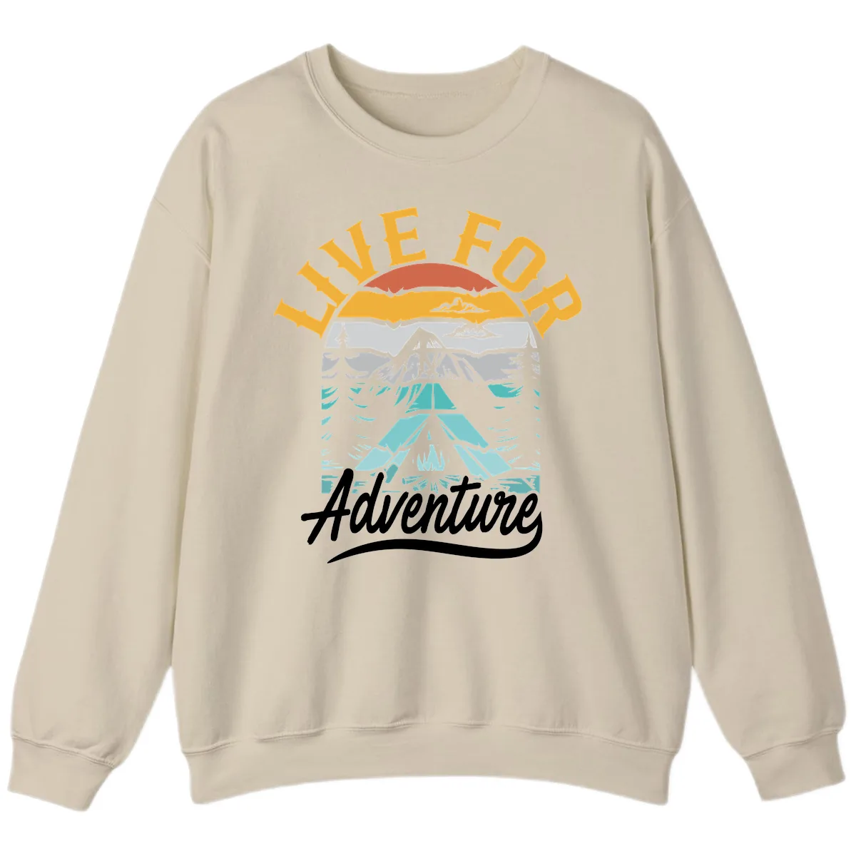 Live For Adventure Mountain Landscape Sweatshirt in Sand