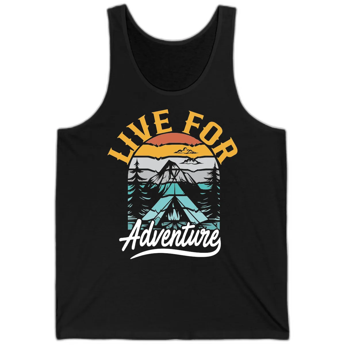 Live For Adventure Mountain Landscape Tank in Black