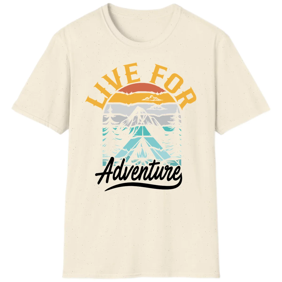 Live For Adventure Mountain Landscape T-Shirt in Natural
