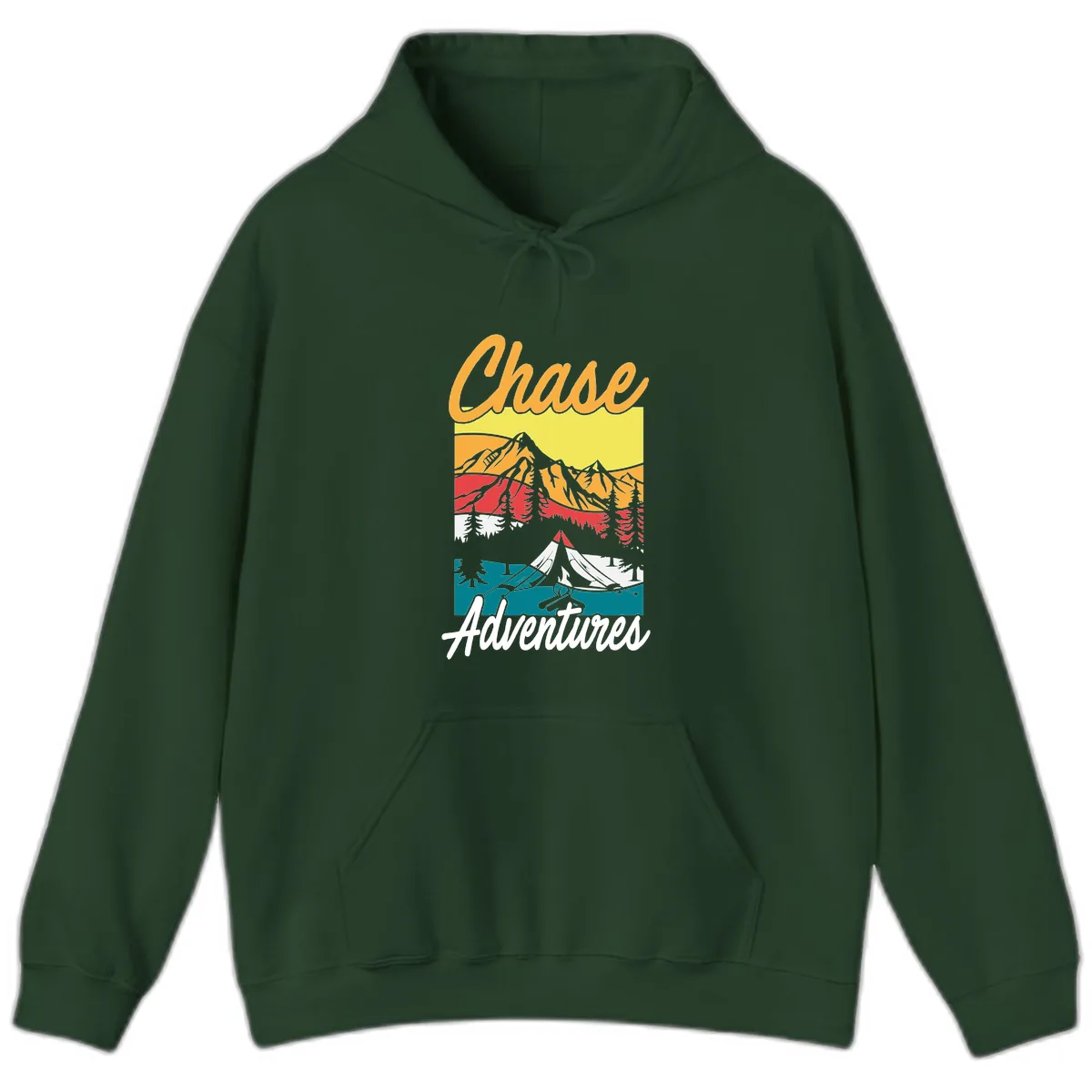 Chase Adventures Mountain Landscape Hoodie in Forest Green