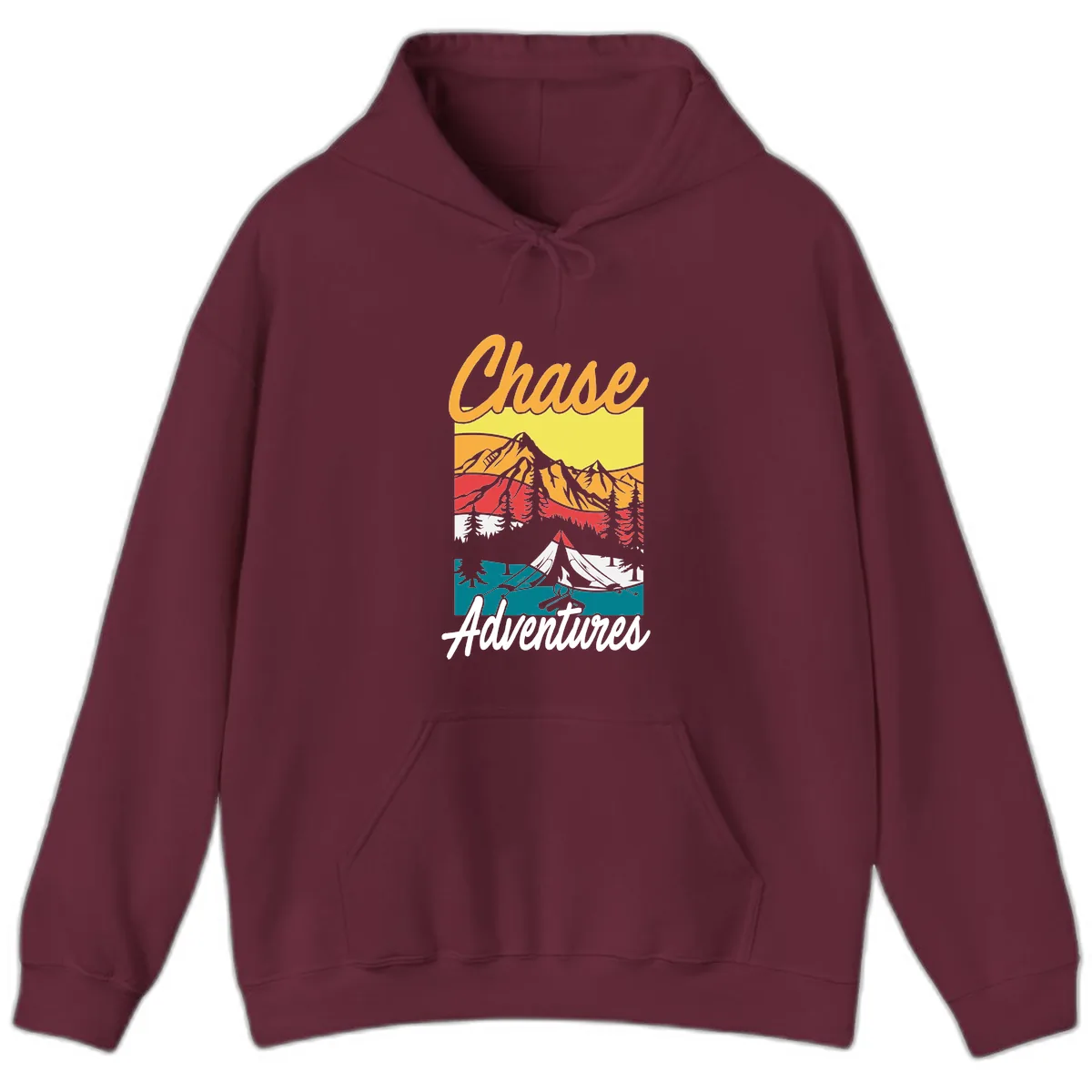 Chase Adventures Mountain Landscape Hoodie in Maroon