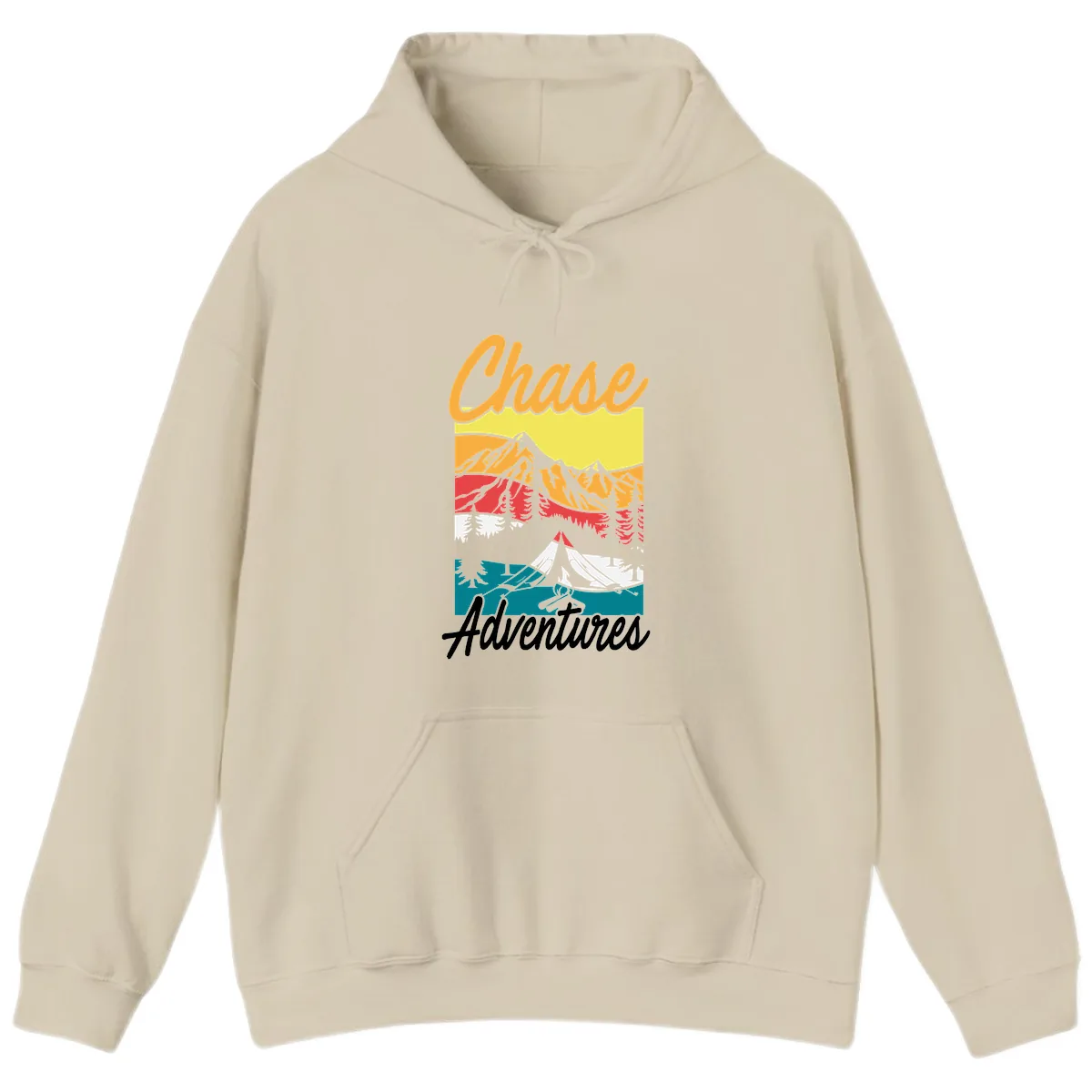 Chase Adventures Mountain Landscape Hoodie in Sand