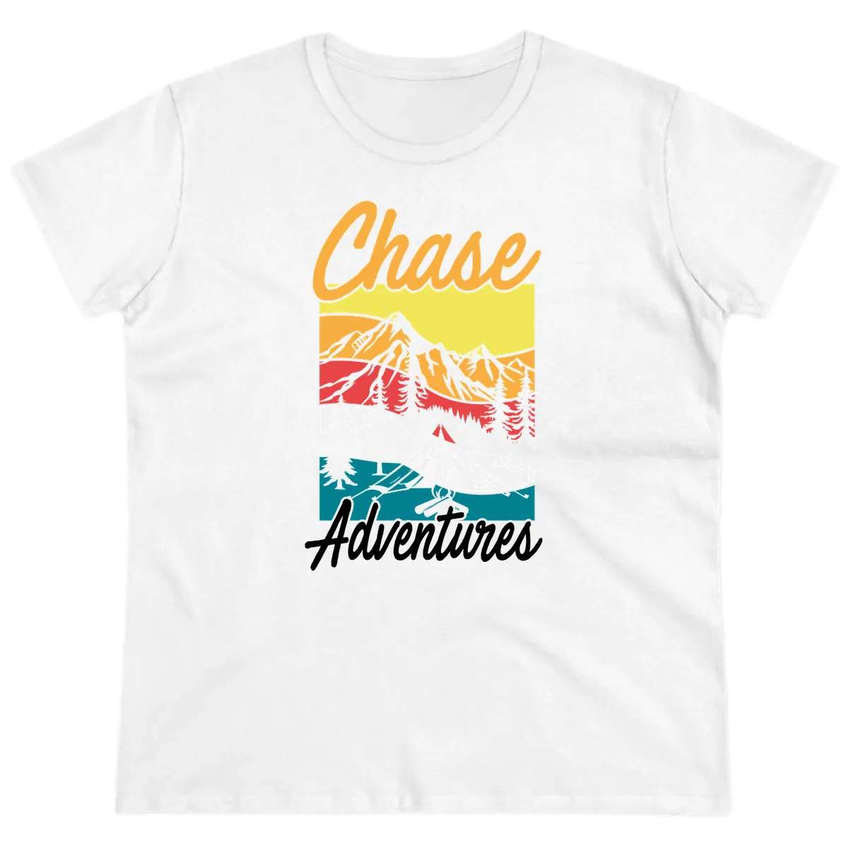 Chase Adventures Mountain Landscape Ladies Tee in White