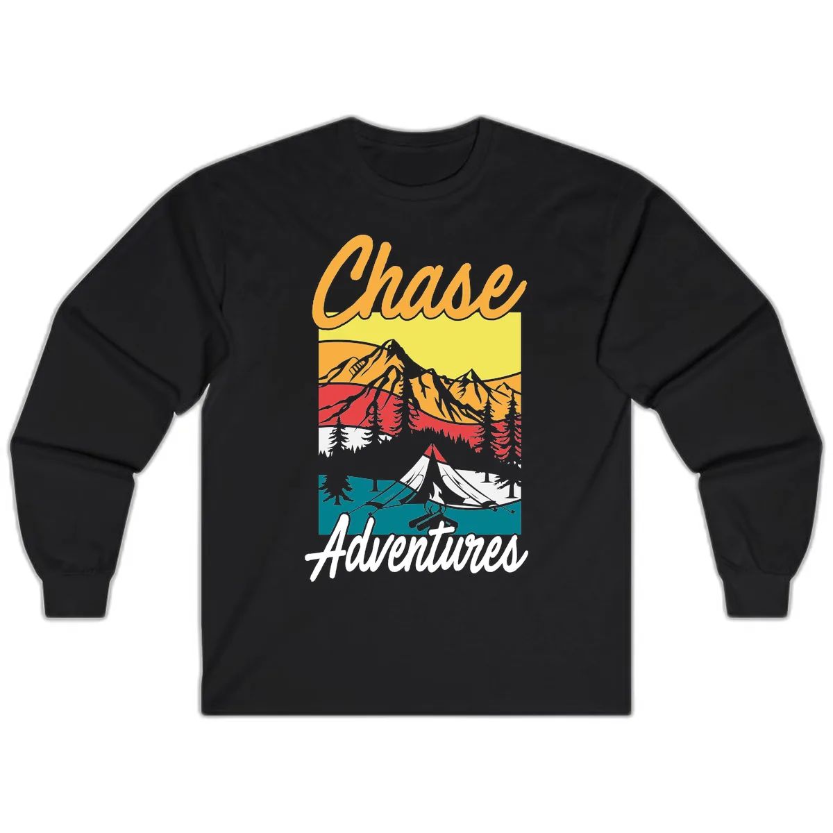 Chase Adventures Mountain Landscape Long Sleeve in Black