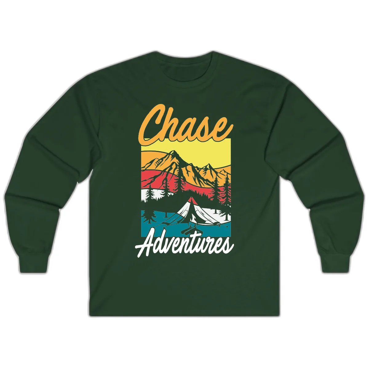Chase Adventures Mountain Landscape Long Sleeve in Forest Green