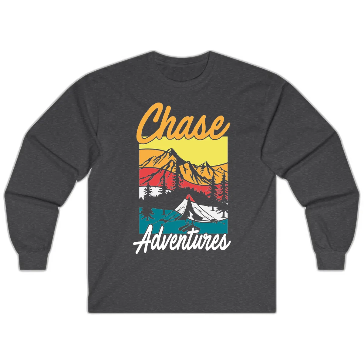 Chase Adventures Mountain Landscape Long Sleeve in Dark Heather