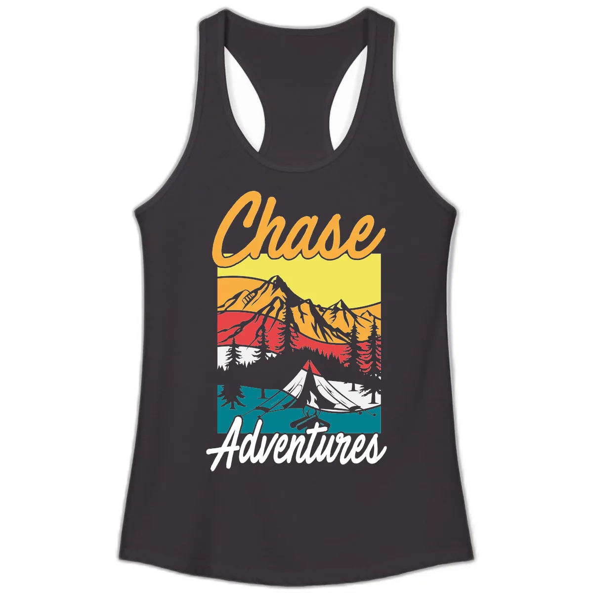 Chase Adventures Mountain Landscape Ladies Tank in Black