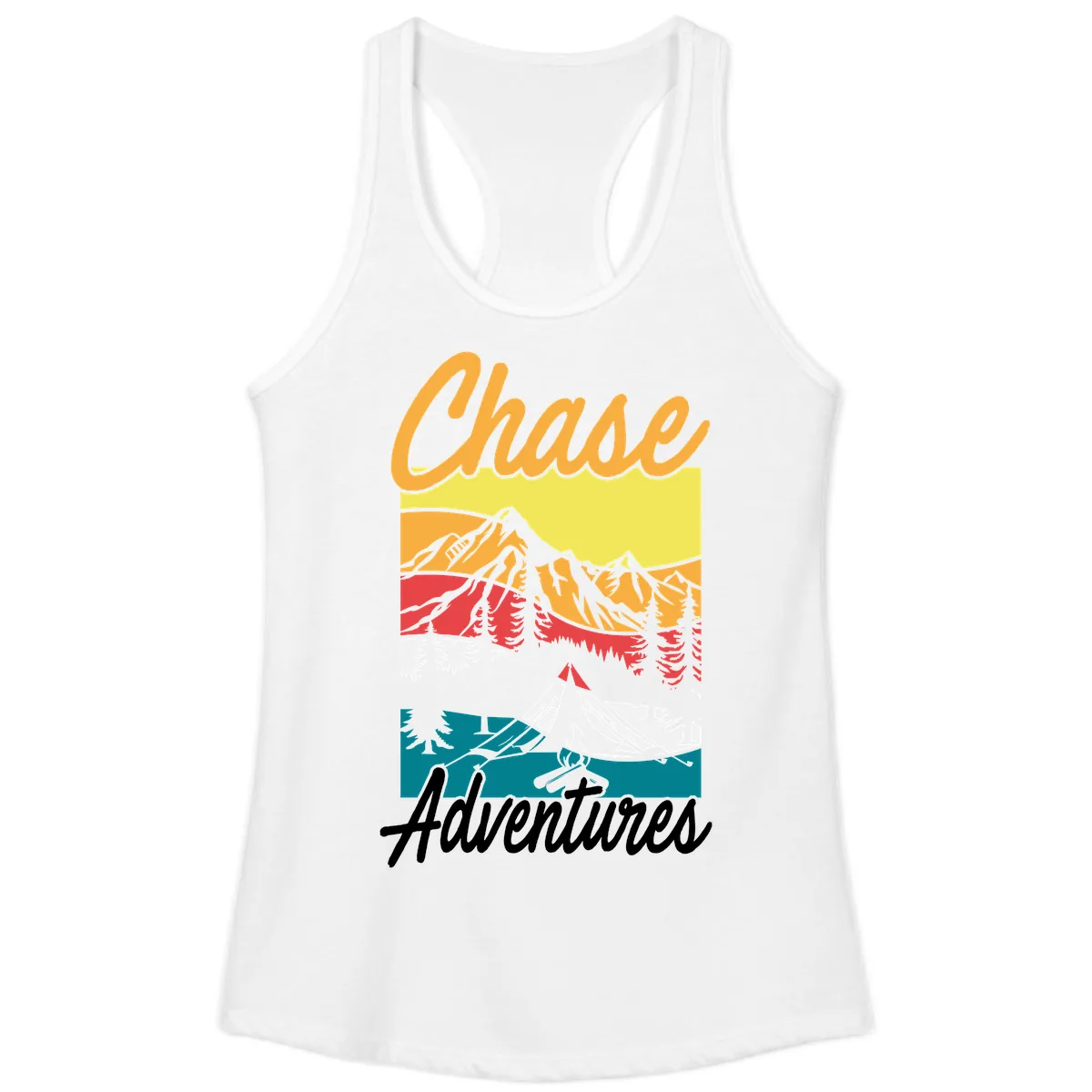 Chase Adventures Mountain Landscape Ladies Tank in White