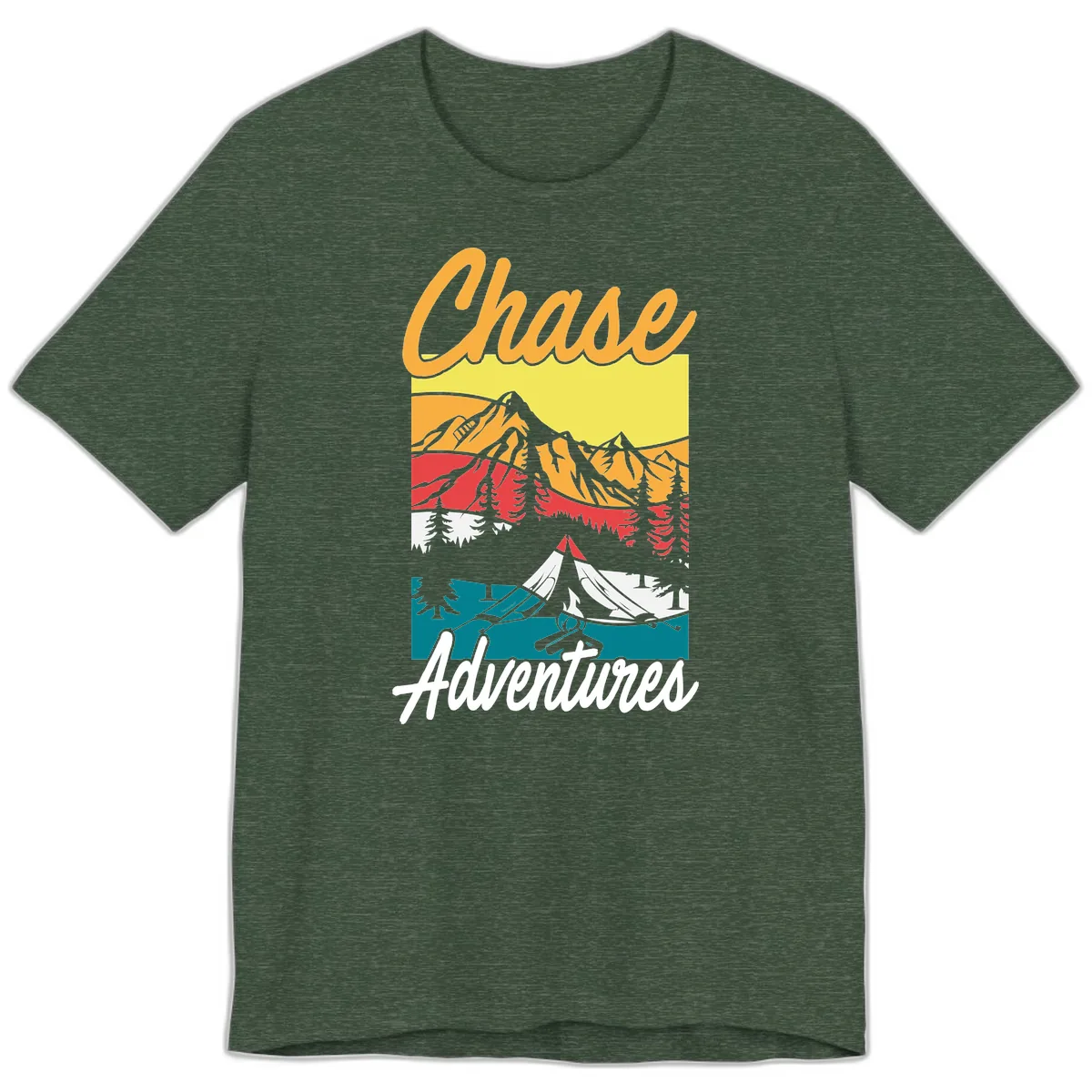 Chase Adventures Mountain Landscape Premium T-Shirt in Heather Forest