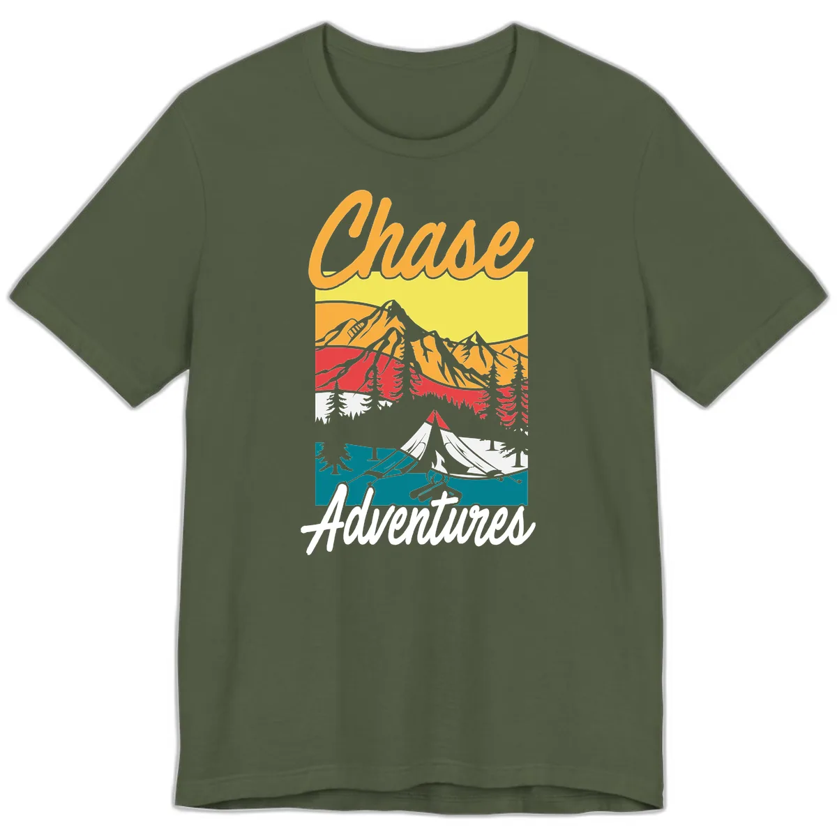 Chase Adventures Mountain Landscape Premium T-Shirt in Military Green
