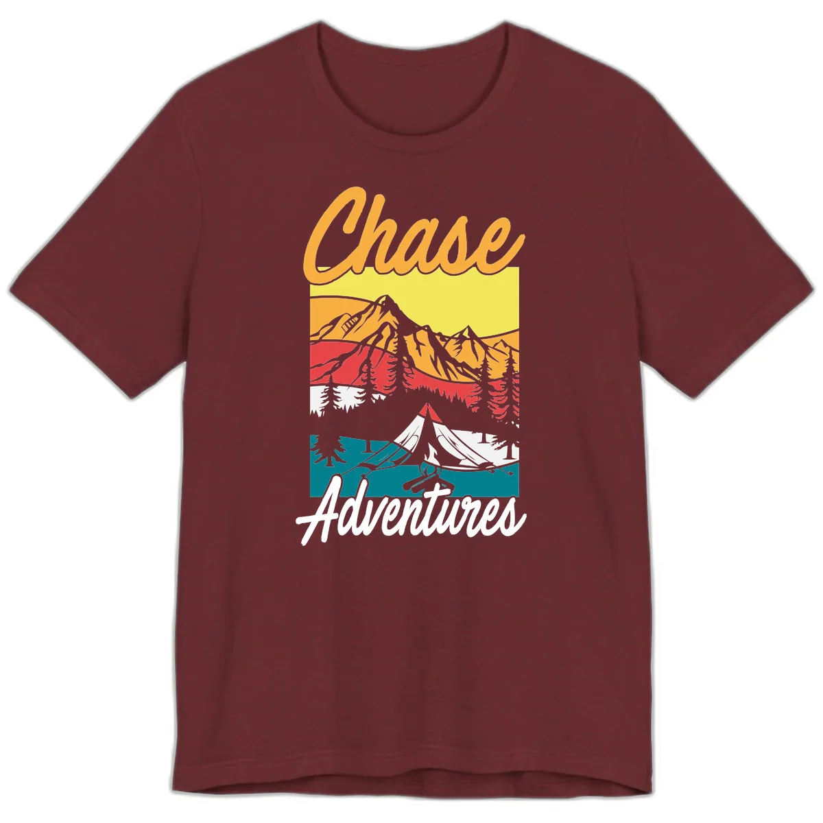 Chase Adventures Mountain Landscape Premium T-Shirt in Heather Cardinal
