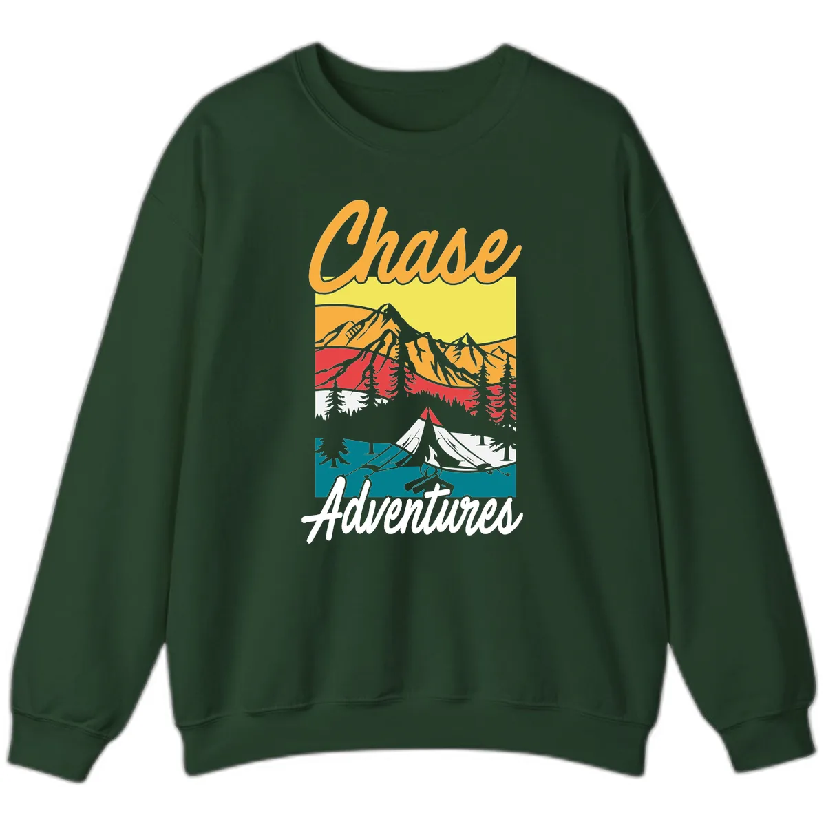 Chase Adventures Mountain Landscape Sweatshirt in Forest Green