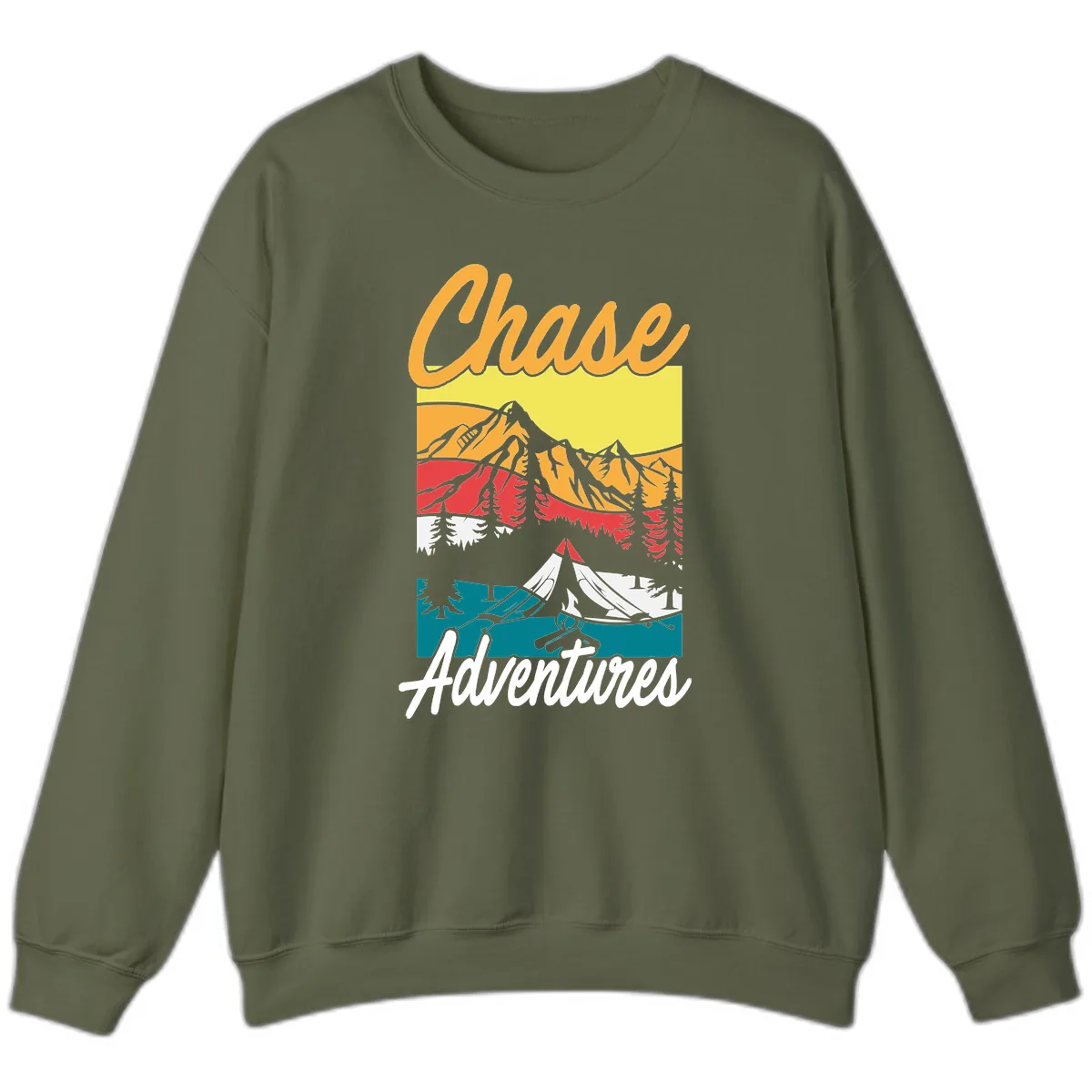 Chase Adventures Mountain Landscape Sweatshirt in Military Green