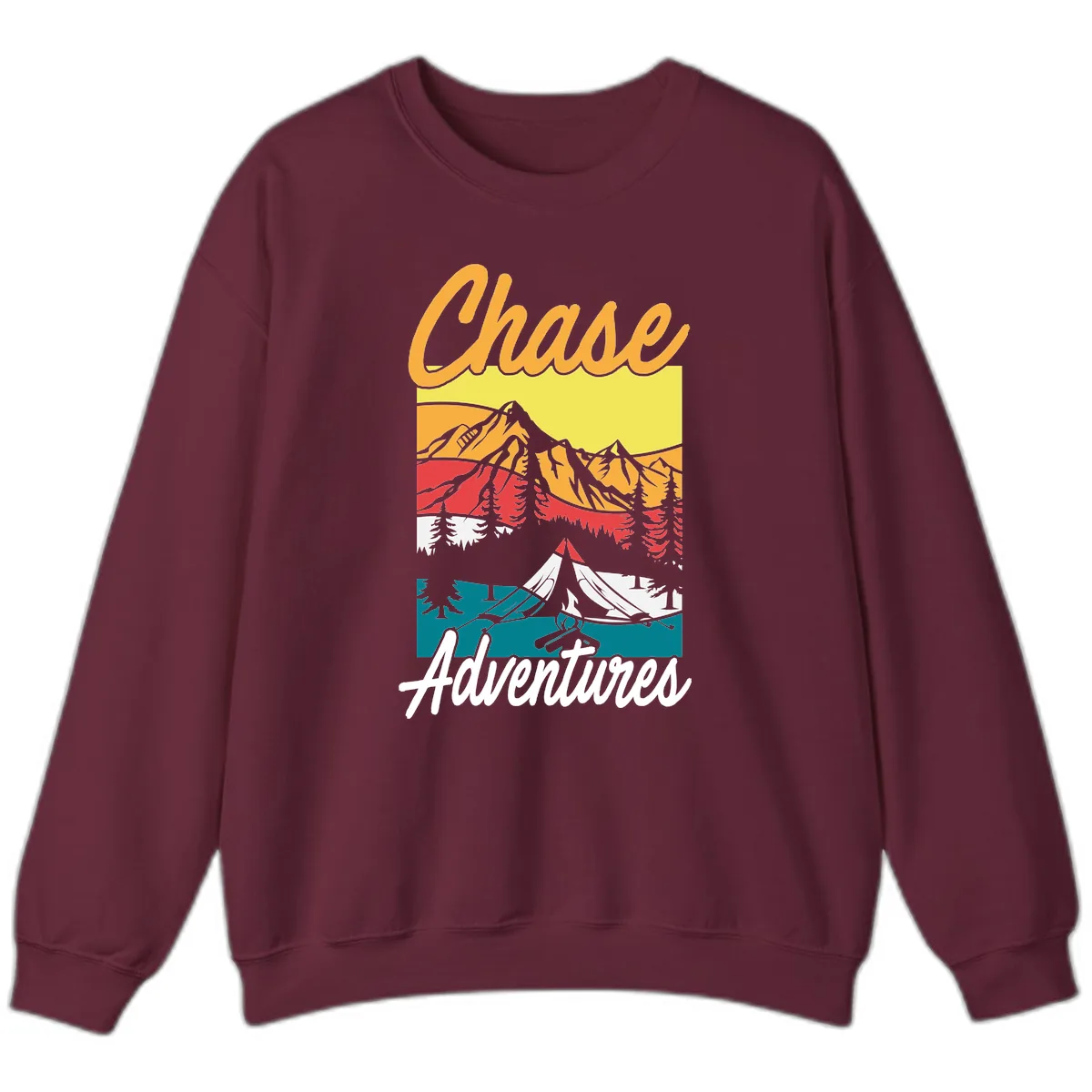 Chase Adventures Mountain Landscape Sweatshirt in Maroon