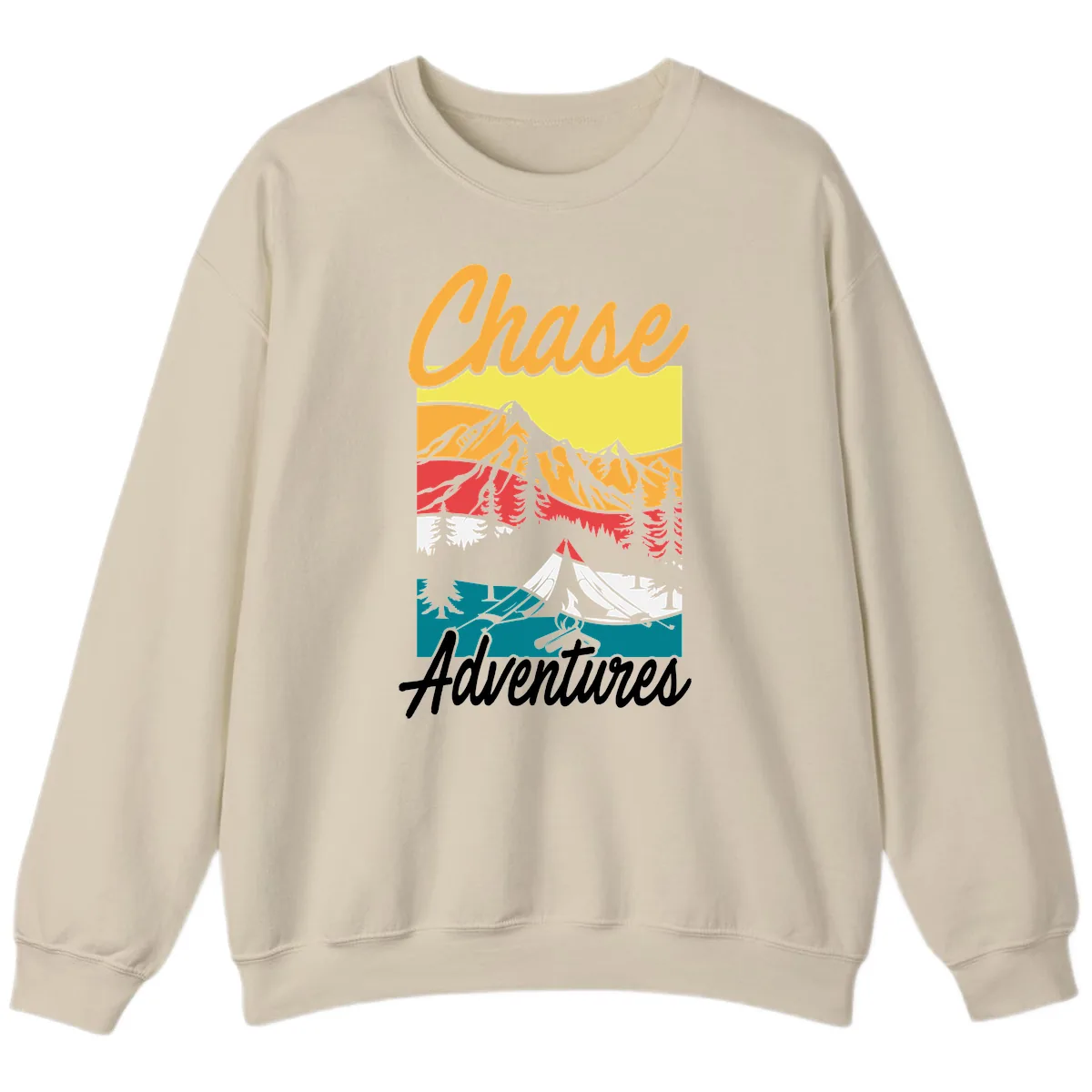 Chase Adventures Mountain Landscape Sweatshirt in Sand